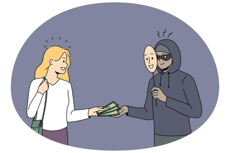 woman-giving-money-to-male-scammer-in-mask-female-pass-cash-to-criminal-scam-and-fraud-concept-illustration-vector